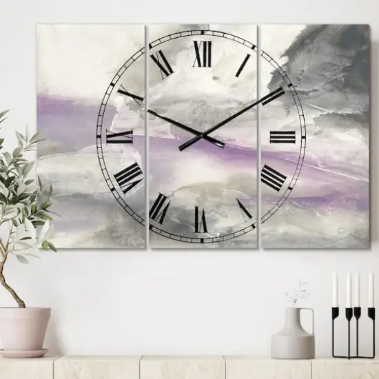 Designart 'Watercolor Minimal Purple Tones I Farmhouse Multipanel Wall Clock {3}