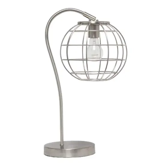 Lalia Home 20" Arched Metal Cage Table Lamp Brushed Nickel {1}