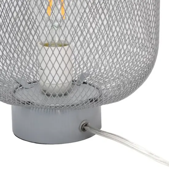Simple Designs 12" Metal Mesh Industrial Table Lamp Gray {9}