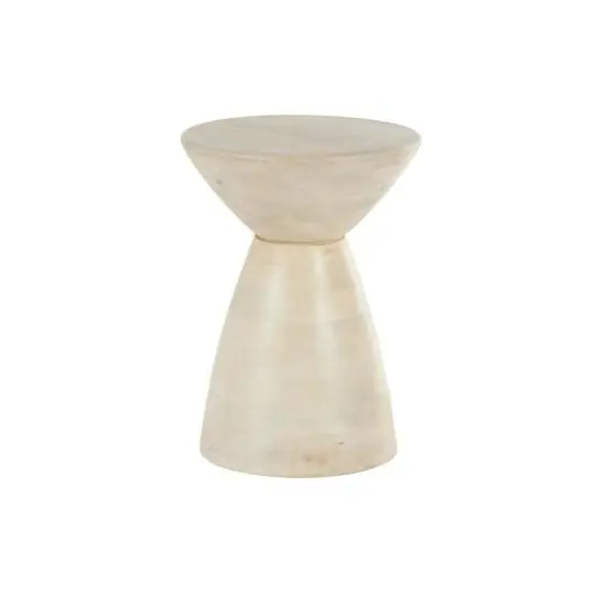 18" Cream Mango Wood Accent Table {4}