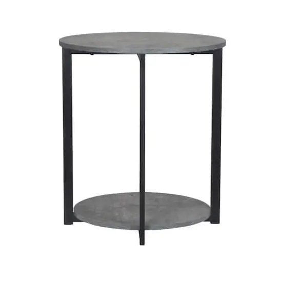 Household Essentials Jamestown 24" Round End Table Gray {11}