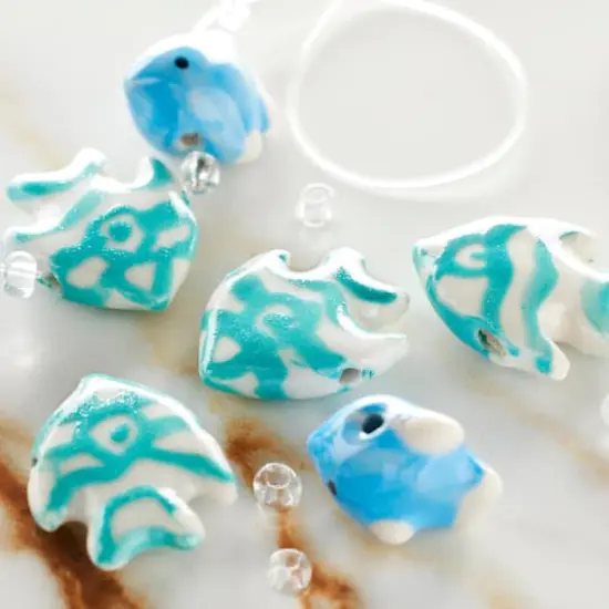 Blue Fish Mix Ceramic Beads by Bead Landing&trade; {3}