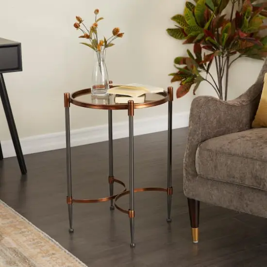 25" Black Iron Traditional Accent Table {9}