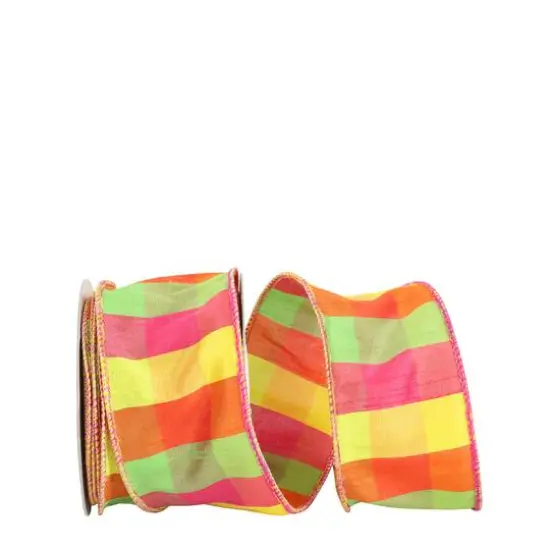 JAM Paper 2.5" x 10yd. Celine Burst Plaid Wired Ribbon {1}