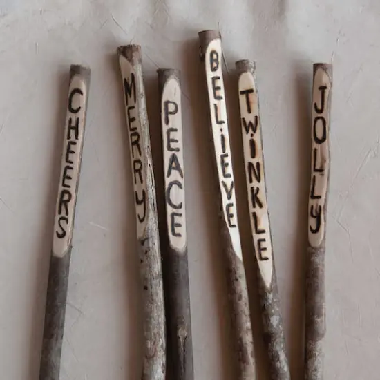 Hello Honey&reg; 24" Natural Holiday Sentiment Wood Stakes, 6ct. {3}