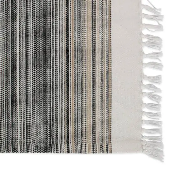 DII&reg; 13" x 20" Fringed Striped Tabletoppers, 6ct. Black {6}
