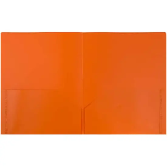 JAM Paper 9.5" x 11.5" Plastic 2 Pocket School POP Folders, 6ct. Orange {4}