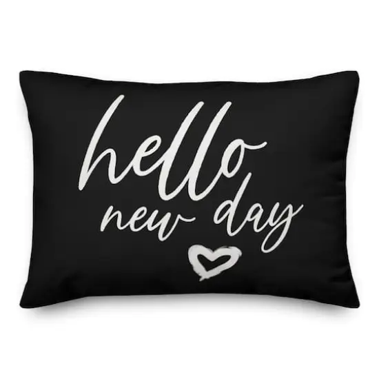 20" Hello New Day Throw Pillow Black {1}