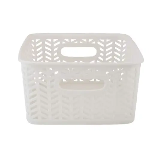 Simplify Small&nbsp;Herringbone Storage Basket, 3ct. White {9}