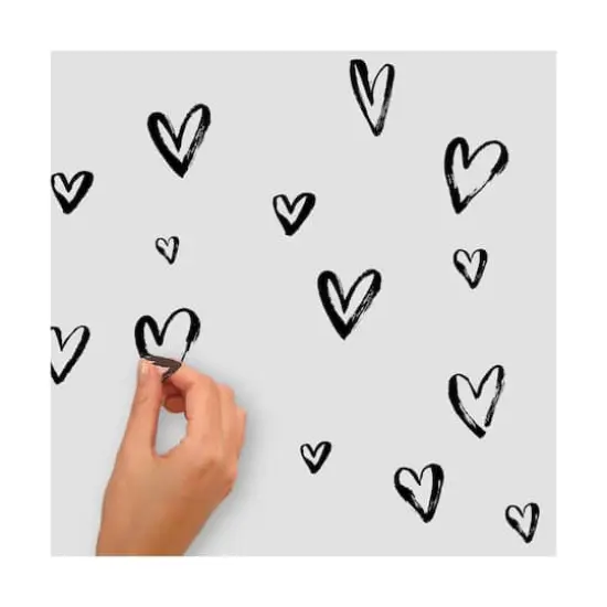 RoomMates Black Sketchy Hearts Peel & Stick Wall Decals {5}