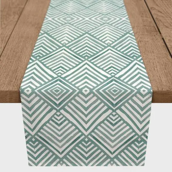 90" Watercolor Diamond Cotton Twill Runner Blue {1}