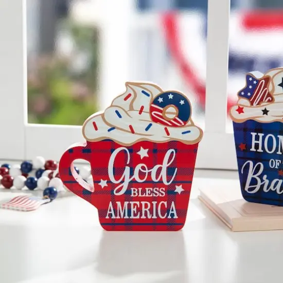 Glitzhome&reg; Patriotic Americana Coffee Cup Table D&eacute;cor Set {5}