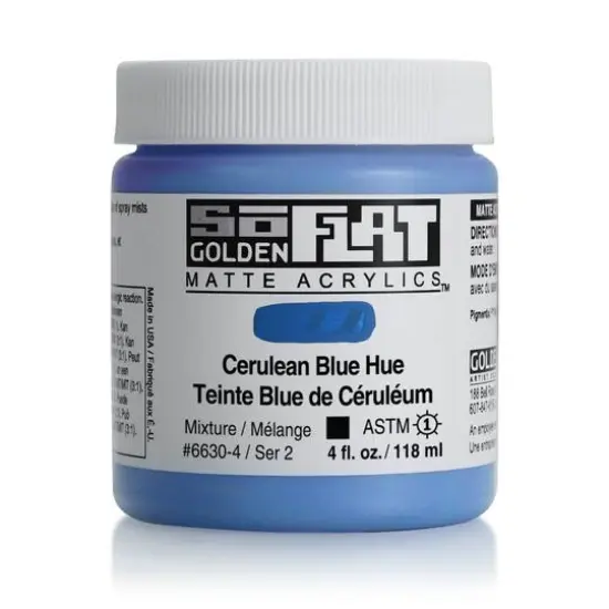 Golden&reg; SoFlat Matte Acrylic Paint, 4oz. Cerulean Blue Hue {1}