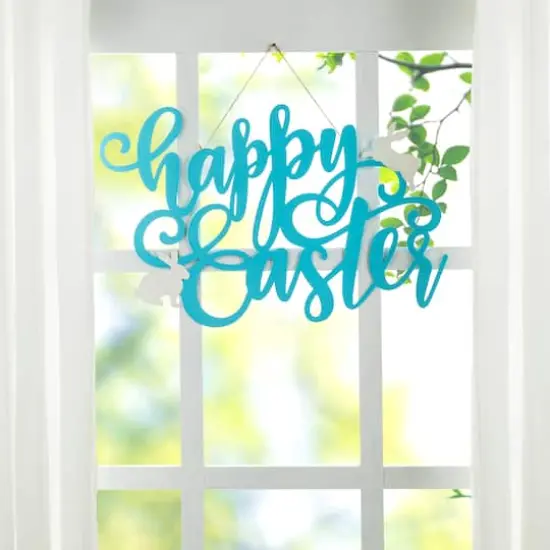 Glitzhome&reg; 18" Easter Metal "Happy Easter" Door Hanger {3}