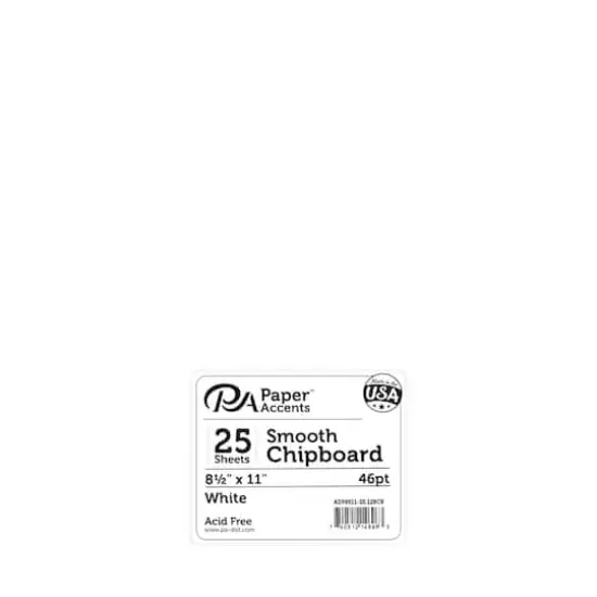 PA Paper™ Accents White 8.5" x 11" Smooth Chipboard, 25 Sheets {1}