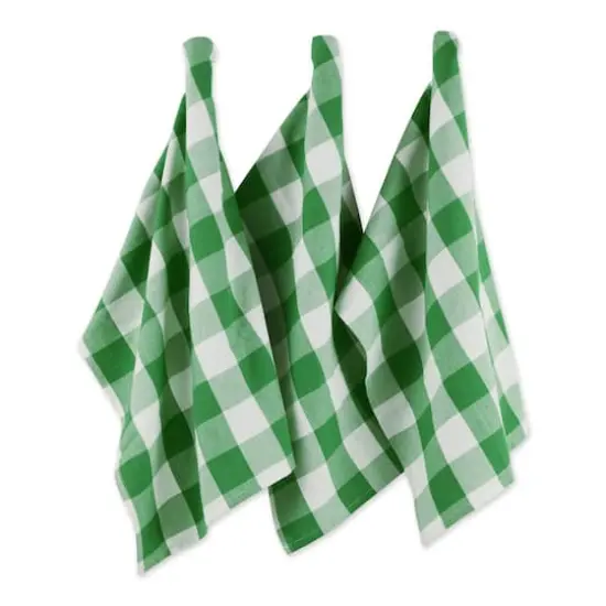 DII&reg; Shamrock Green Buffalo Check Dishtowels, 3ct. {1}