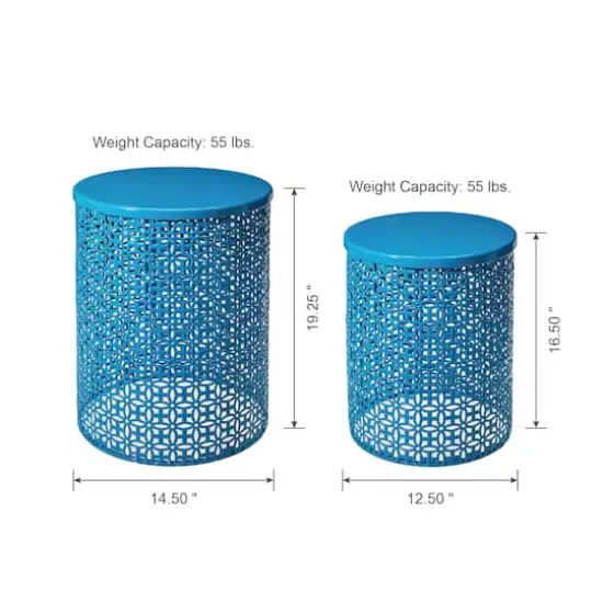 Glitzhome&reg; Multi-Functional Metal Accent Table Set Blue {9}