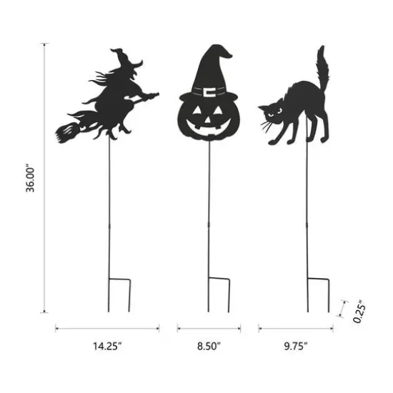 Glitzhome&reg; 36" Halloween Metal Silhouette Yard Stake Or Hanging D&eacute;cor Set {9}