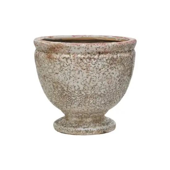 Hello Honey&reg; 8" Round Distressed Terra Cotta Footed Planter {3}