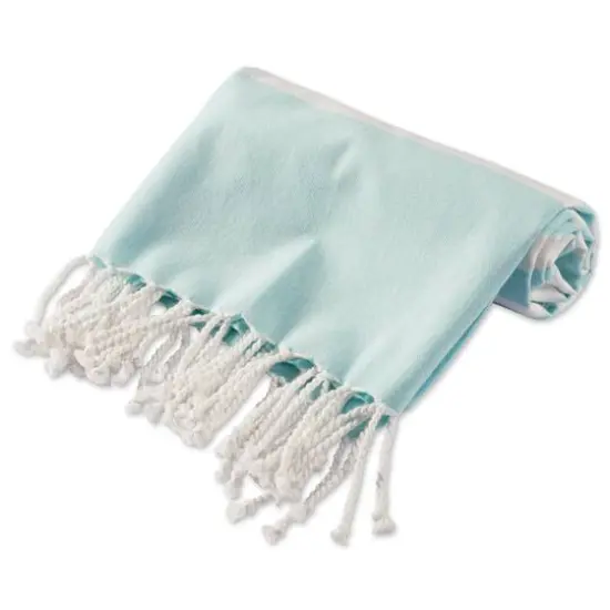 DII&reg; Striped Fouta Towel with Fringe Aqua {6}