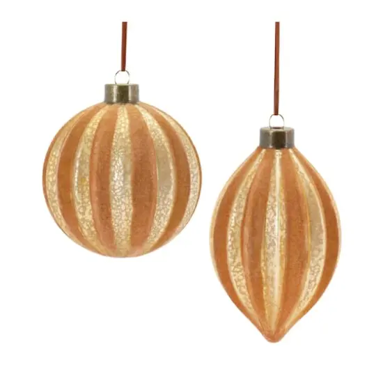 12ct. Copper Glass Ribbed Mixed Ornaments {1}