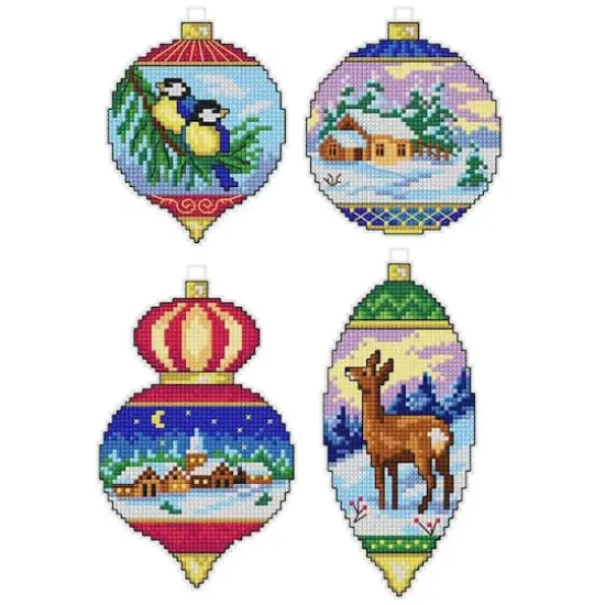 Orchidea Christmas Balls Set Plastic Canvas Plastic Canvas Counted Cross Stitch Kit {1}