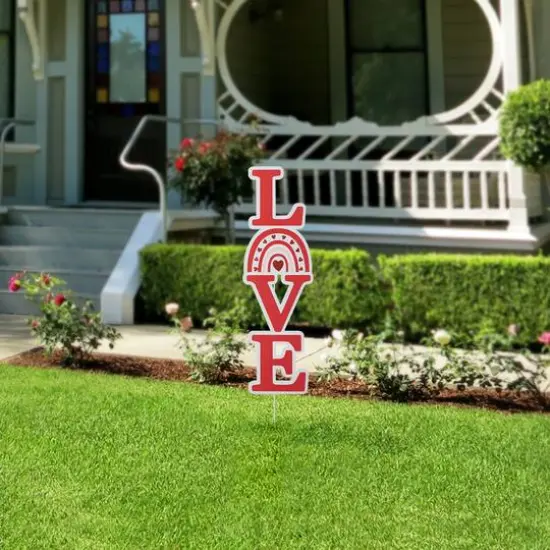 Glitzhome&reg; 36" Valentine's Metal Rainbow "LOVE" Yard Stake {3}