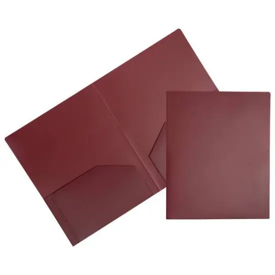 JAM Paper Heavy Duty Plastic 2-Pocket Folders, 6ct. Burgundy {1}