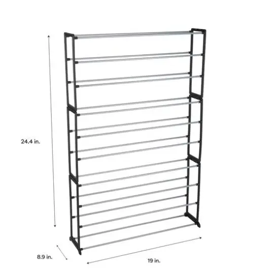 Simplify Black 50 Pair Shoe Organizer Rack {6}