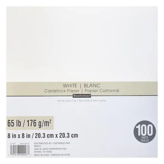 White 8" x 8" Cardstock Paper by Recollections&trade;, 100 Sheets {4}