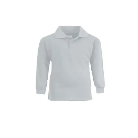 Galaxy by Harvic Long Sleeve Boy's School Uniform Pique Polo Shirt White {1}