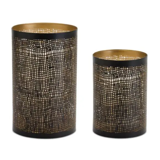 Abstract Punched Metal Candle Holder Set {1}