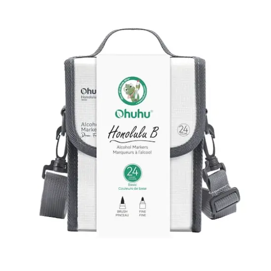 Ohuhu&reg; Honolulu B Brush & Fine Dual Tip 24 Color Basic Marker Set {1}