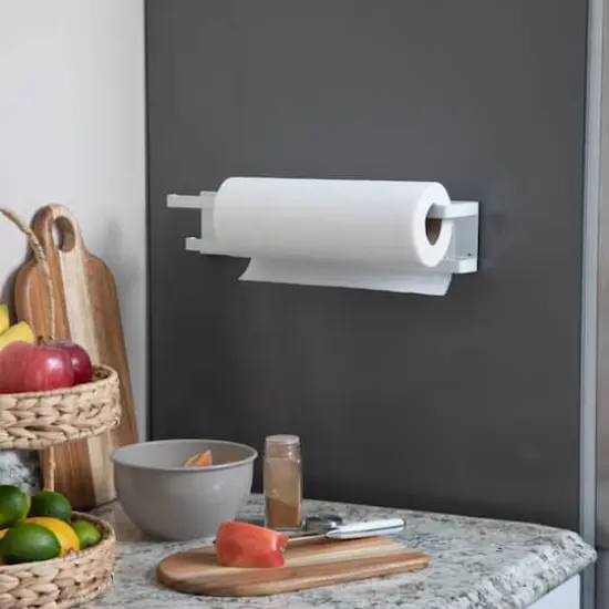 Household Essentials 16" Metal Magnetic Paper Towel Holder White {3}