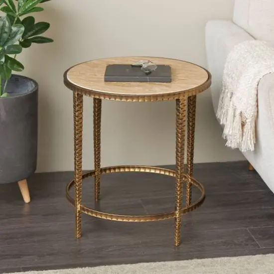 20" Gold Metal Accent Table {9}