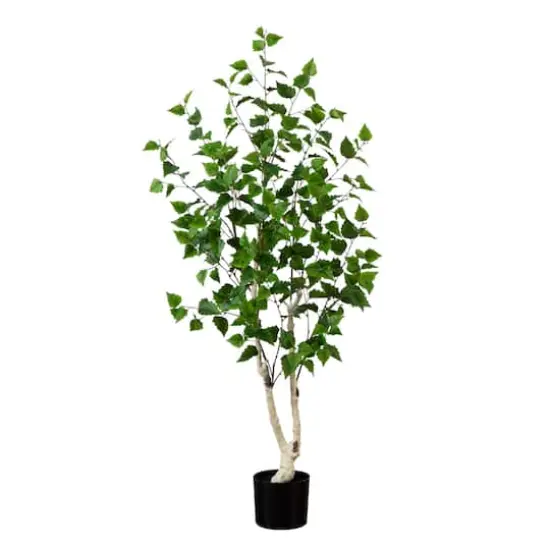 5ft. Potted Green Artificial Birch Tree with Real Touch Leaves {1}
