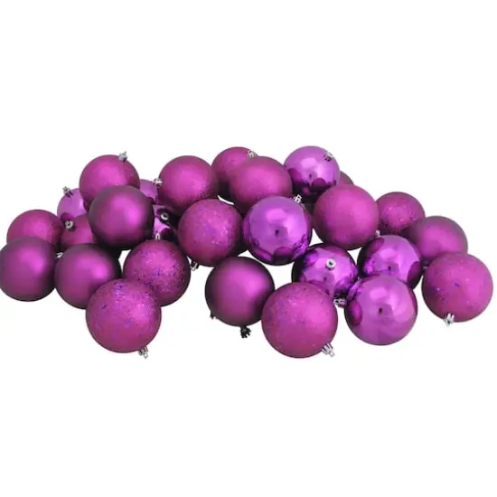 32ct Shatterproof 3.25” 4-Finish Ball Ornament, Light Magenta {4}