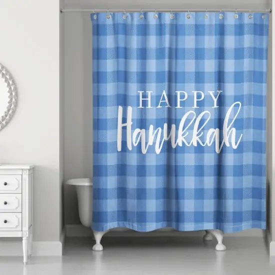 Happy Hanukkah Buffalo Check Shower Curtain {3}