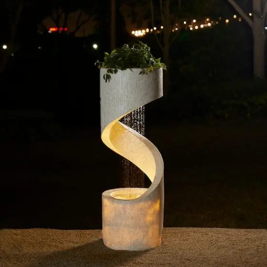 Glitzhome&reg; 3.5ft. Curving Shaped Outdoor LED Fountain Cream {4}