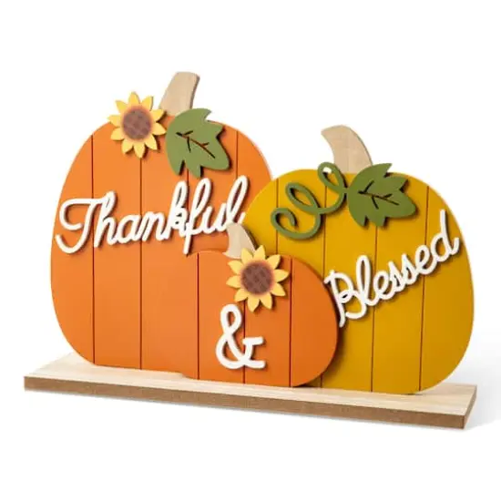 Glitzhome&reg; 16" Thanksgiving Wooden Pumpkins Table D&eacute;cor {1}