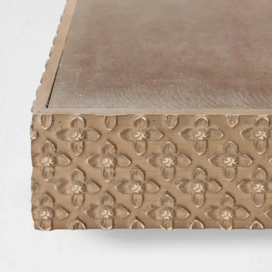 Large Natural Rustic Embossed Wood Floating Wall Shelf {4}