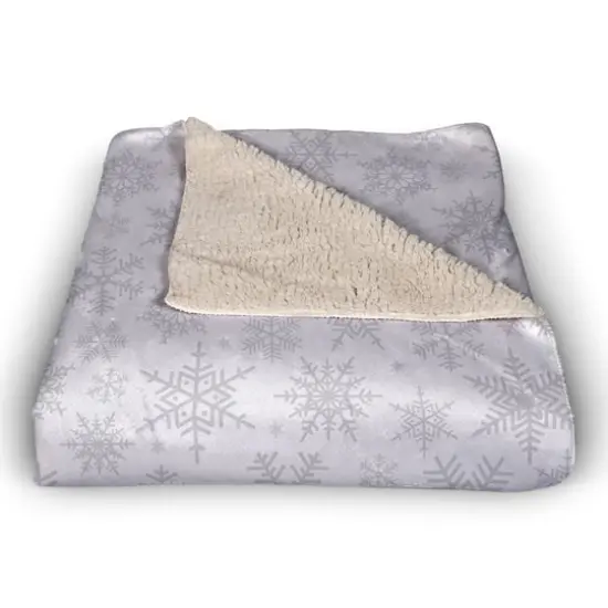 Noel Snowflake Pattern 50x60 Sherpa Fleece Blanket {4}