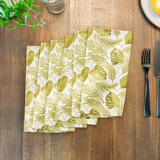 Coastal Yellow Leaves 10" x 10" Cotton Twill Napkin {4}