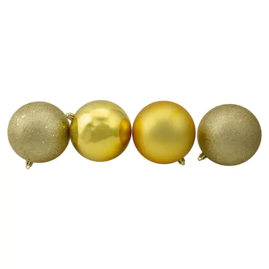 12ct. 4" 4-Finish Gold Shatterproof Ball Ornaments {4}