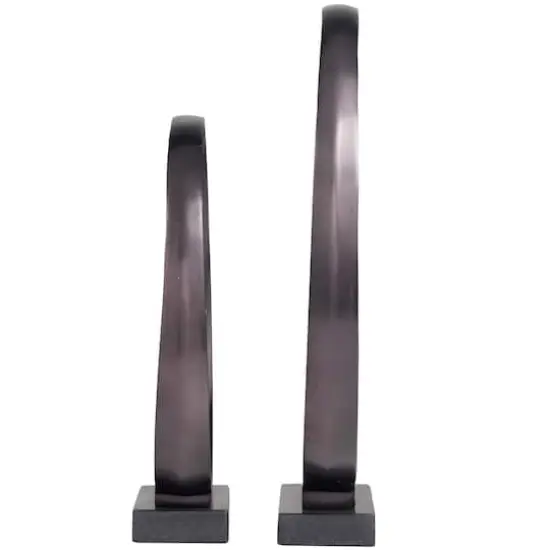 Contemporary Dark Gray Open Circle Sculpture Set {4}