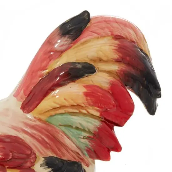 15" Red Ceramic Farmhouse Bird Garden Sculpture {6}