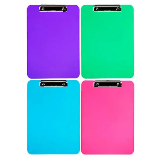 JAM Paper Assorted Letter Size Fashion Color Plastic Clipboards Metal Clip, 4ct. {4}