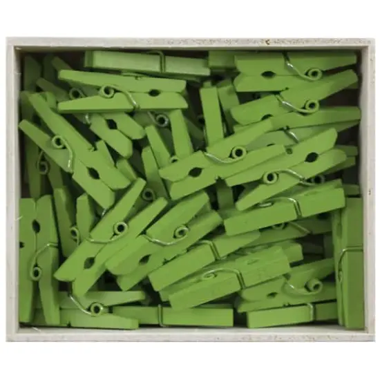 JAM Paper 1.125" Wood Clip Clothespins, 100ct. Green {4}