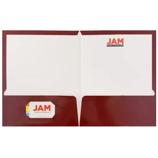 JAM Paper Glossy Laminated Two Pocket Folders, 100ct. Maroon Red {5}