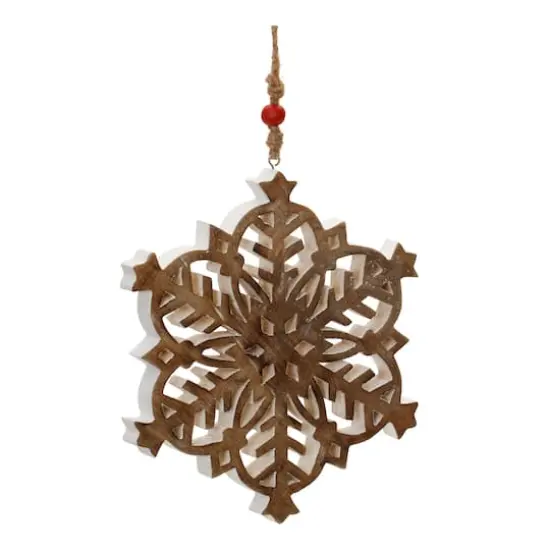 10" Snowflake Cut-Out Mango Wood Ornaments, 4ct. {3}